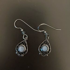 Sterling silver earrings with blue crystal